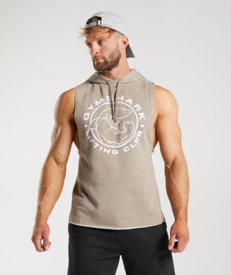 Men's Gymshark Legacy Drop Arm Hoodie Beige | NZ 5YMOLS